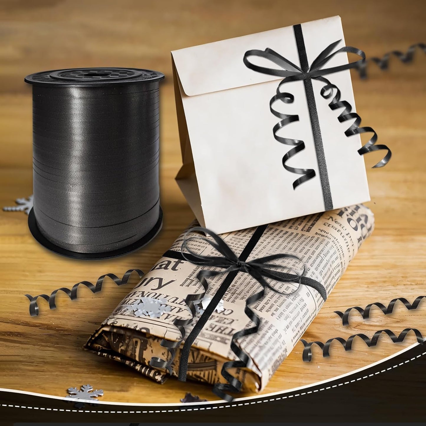 500 Yards Curling Ribbon， Black Balloon String Ribbon，for Gift Wrapping，Party Decoration, Wedding,Birthday，Art Crafts, Florist Flower