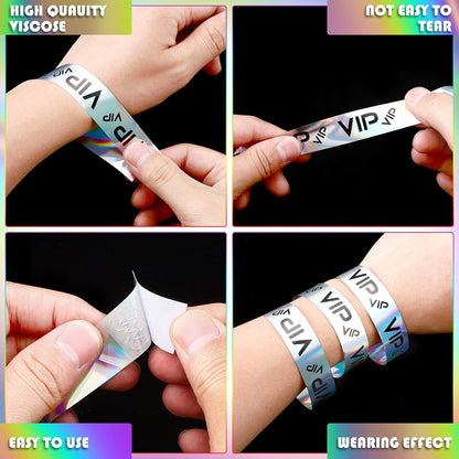 Teling 500 Pack VIP Plastic Wristbands Bracelets Party for Events VIP Custom Wristbands Plastic Bracelets Tear proof Waterproof Wrist Bands Arm Bands for Events Concerts