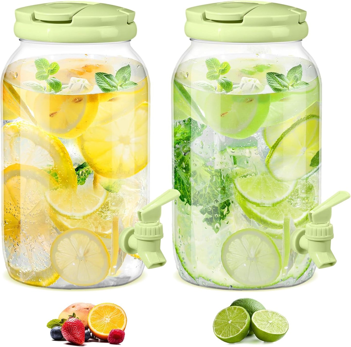 Havawish 2 Pcs 1 Gallon Plastic Beverage Dispenser with Spigot Clear Summer Kitchen Fridge Drink Dispenser for Parties Lemonade Juice Tea Beer Cold Water (Red,Cylinder)