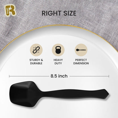 12 Pack Black Plastic Serving Spoons For Buffet 7.5 Inch - Black Plastic Serving Utensils For Hot And Cold Food - Disposable Serving Utensils For Parties, Holidays And Gatherings