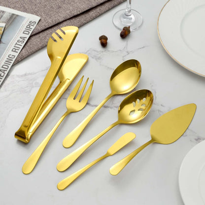 BEWOS Serving Utensils, 20-Piece Large Serving set, Serving Spoons, Slotted Spoons, Serving Tongs & Forks, Cake Server, Butter Knife, Stainless Steel Serving Utensils Set for Parties, Dishwasher Safe