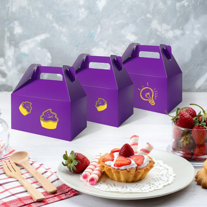 XAGLVV 24 Pack White Paper Gable Boxes,6.2 Inch Candy Boxes with Handle, Snack Party Favor& Gift Cookie bags for kids Birthday,Wedding, Baby Shower, Graduation.