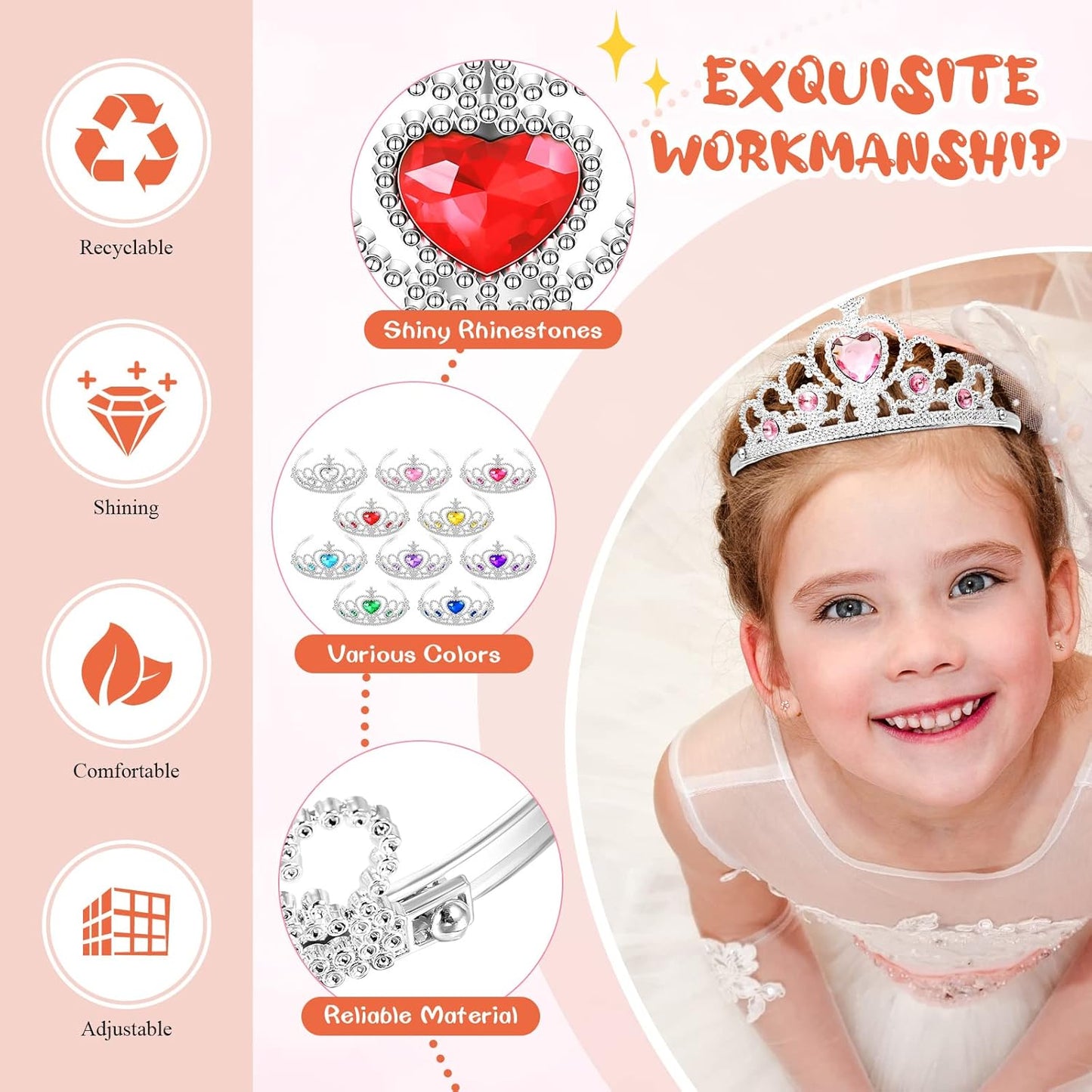 30 Pcs Princess Crown Set Tiaras for Girls Plastic Tiaras Bulk Dress up Costume Party Favors Accessories Kid Birthday