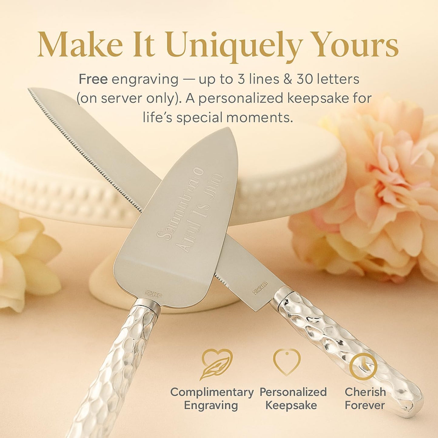 GIFTS INFINITY Personalized Wedding Cake Knife and Server Set with Engraving – Cake Cutting Utensil Set, Keepsake Gift for Wedding, Anniversary, Reception, Birthday & Other Occasions (CH-101WB)