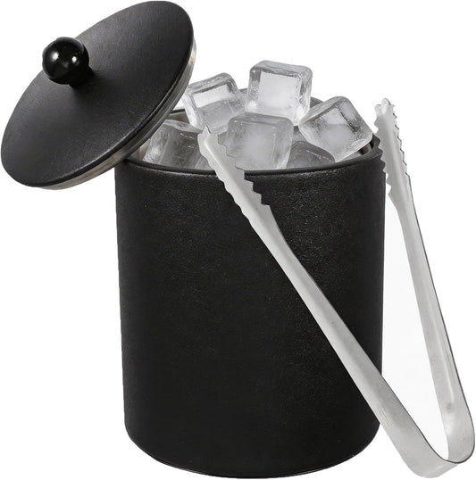 DOITOOL Stainless Steel Ice Bucket 3 Qt Double Wall Insulated Ice Bucket Beer Bottle Drink Cooler Party Beverage Chiller Bin Baskets for Cocktail Bar Black