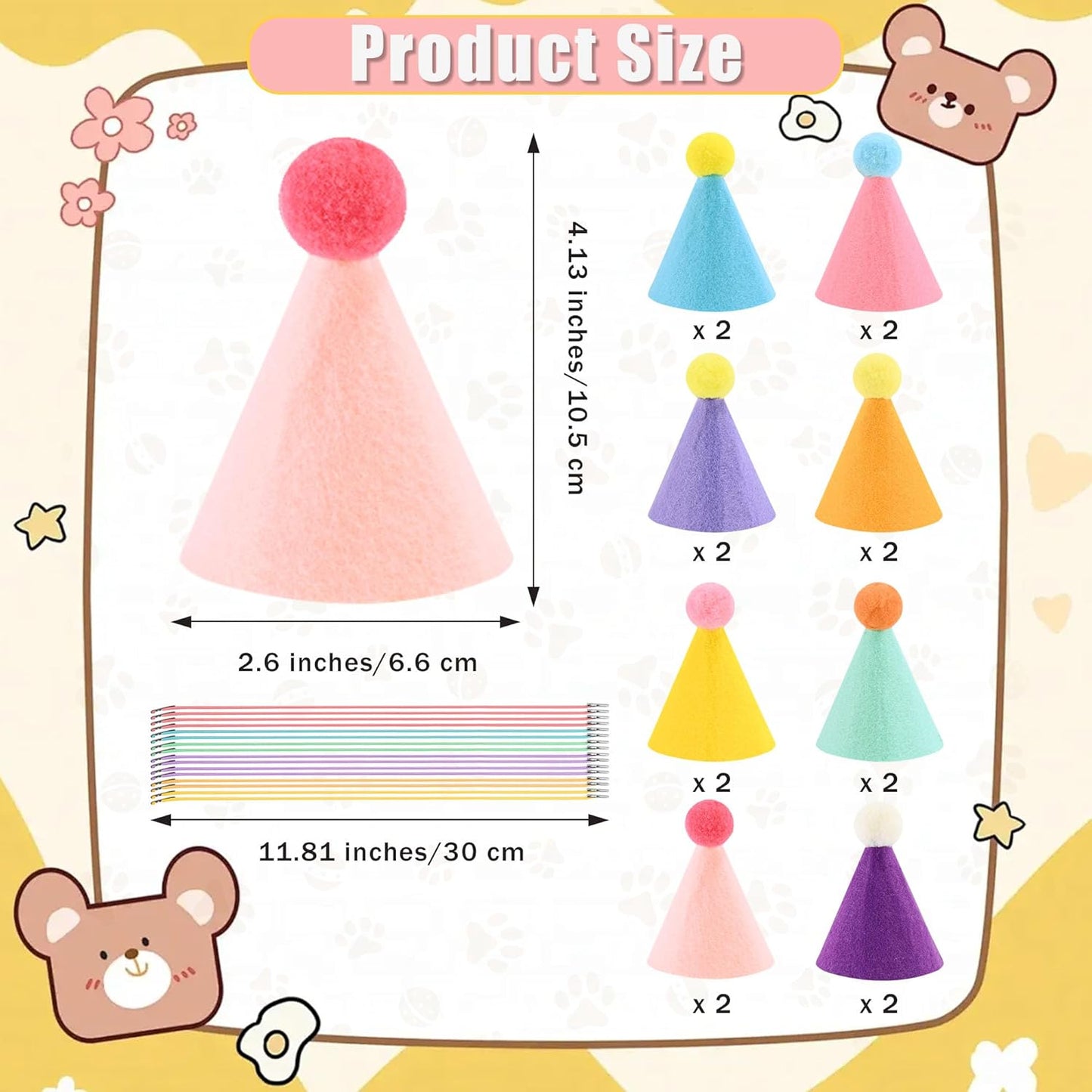 CANREVEL Mini Party Hats for Stuffed Animals Headwear, Birthday Hats Party Animal Birthday Decorations Supplies for Dog Cat