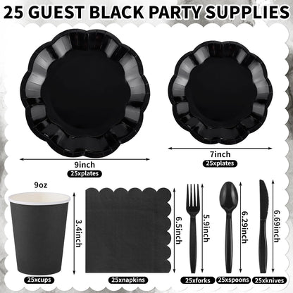 NatNarr 175 Pcs Sage Green Plates and Napkins Set, 25 Guest Sage Green Party Supplies Include Scalloped Paper Plate Napkin Cup Forks Knives Disposable Plastic Cutlery for Wedding Baby Shower Birthday