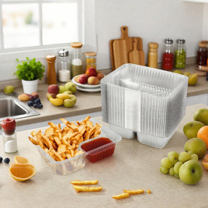 200 Pcs 12oz 6.5''x5'' Plastic Nacho Trays, Small Disposable Tray for Nachos & Cheese Dip, Clear Nacho Containers for Chip, 2 Compartment Movie Night Snack Trays Great for Snacks, Fair Foods