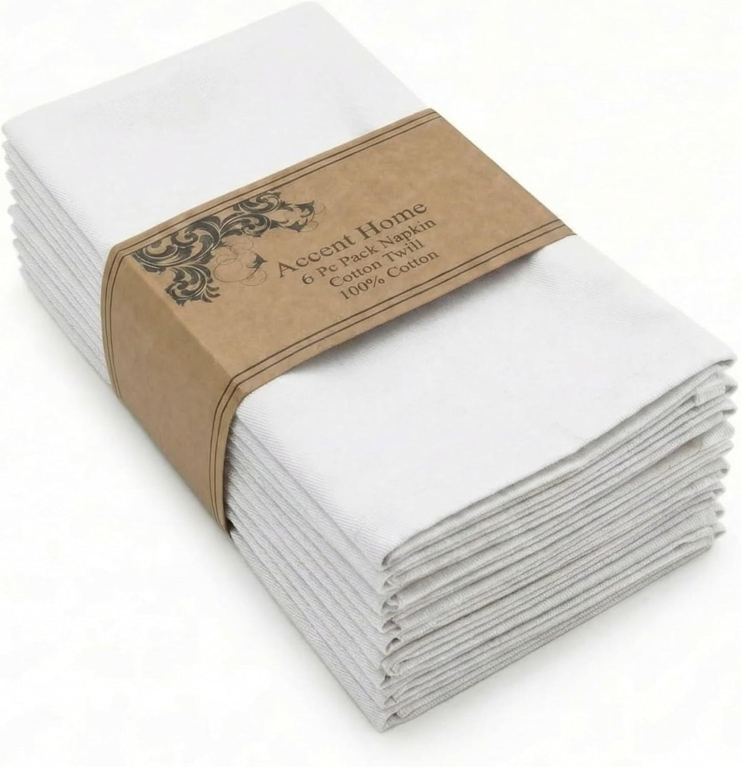 ACCENTHOME Natural Cotton Linen Napkin Set of 12 18x18 inch Dinner Napkins - Washable Soft Premium Hotel Quality Reusable Hemmed Edges Napkins Perfect Table Linens for Family Dinners, Weddings