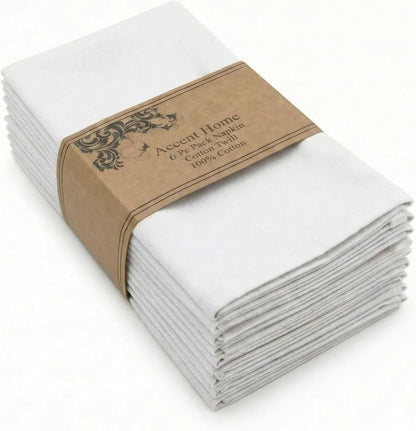 ACCENTHOME Natural Cotton Linen Napkin Set of 12 18x18 inch Dinner Napkins - Washable Soft Premium Hotel Quality Reusable Hemmed Edges Napkins Perfect Table Linens for Family Dinners, Weddings