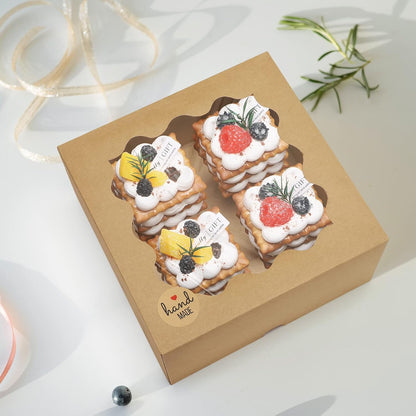 Eupako Auto-popup 10x10x5 Cake Boxes with Window, 24pcs Quick Fold White Bakery Boxes, Easy Assemble Gift Box for Pies, Cookies, Pastries, Chocolates, Party, Wedding