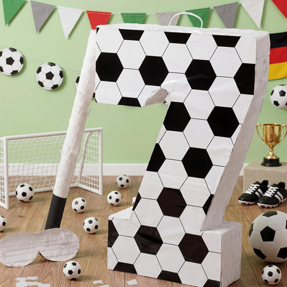 Gemscream Number 9 Soccer Piñata Bundle with Blindfold and Stick Small Piñata Party Decoration for Mexican Fiesta Cinco De Mayo School Anniversary Football Party Celebration Gift 15.75 x 11 x 2.8 in