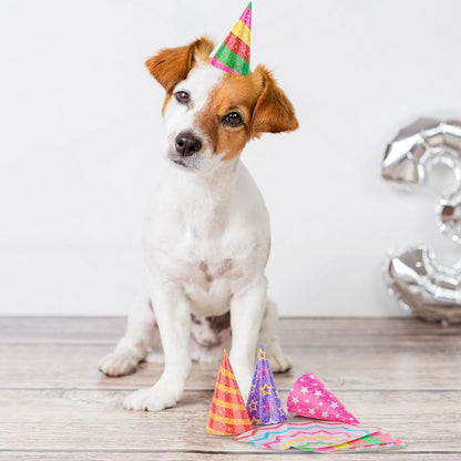 Hooqict 10 PCS Mini Party Hats for Stuffed Animals Kids Birthday Hats Glitter Paper Cake Cone Hats for Pet Birthday Baby Shower Party Supplies, Assorted