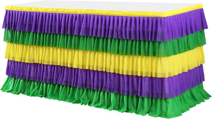 Pastel Rainbow Table Skirt Ruffle Party Tablecloth for Rectangle Table 6ft Birthday Party Baby Shower