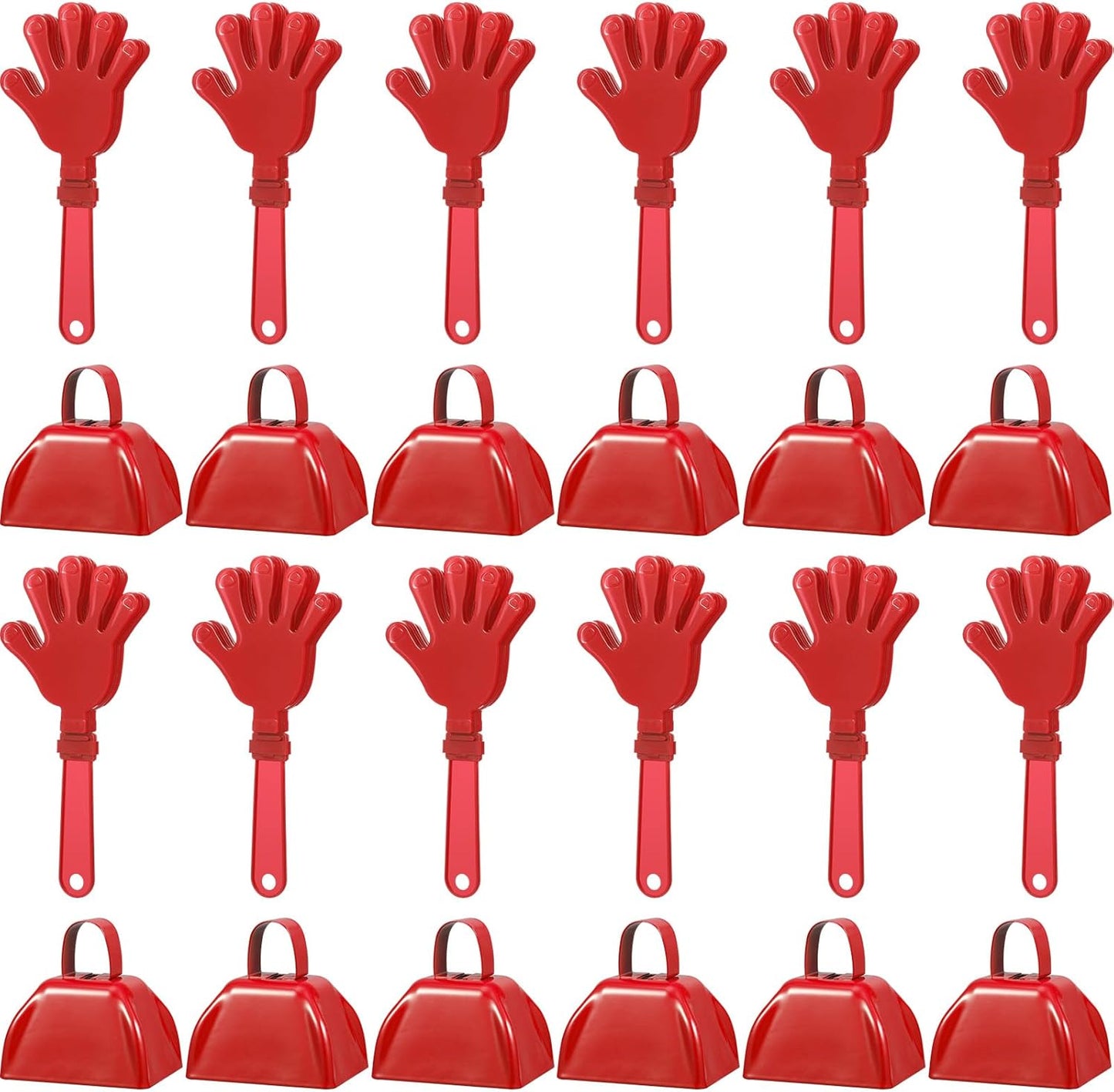 24 Pcs Hand Clappers and Metal Cowbells Noise Makers Cheering Clappers Cow Bells Handle Cheers Dance Basketball Football Noise Makers Sporting Events Graduation School Sports Party (Purple)