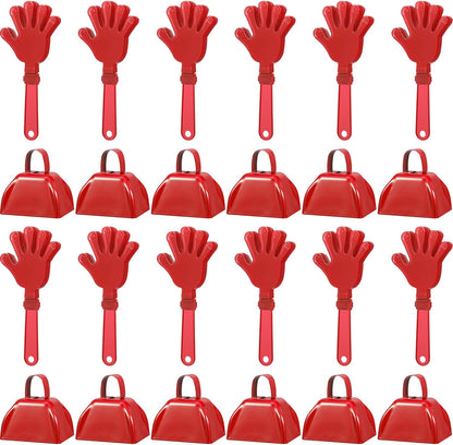 24 Pcs Hand Clappers and Metal Cowbells Noise Makers Cheering Clappers Cow Bells Handle Cheers Dance Basketball Football Noise Makers Sporting Events Graduation School Sports Party (Purple)