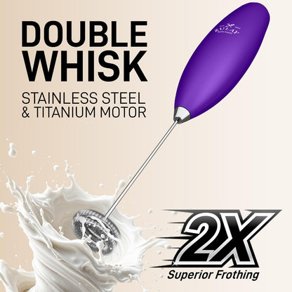 Zulay Kitchen Powerful Milk Frother Wand With Duracell Batteries - Ultra Fast Handheld Drink Mixer - Electric Whisk Foam Maker for Coffee, Lattes, Cappuccino & Matcha - Z1 Motor - Black - Colors C