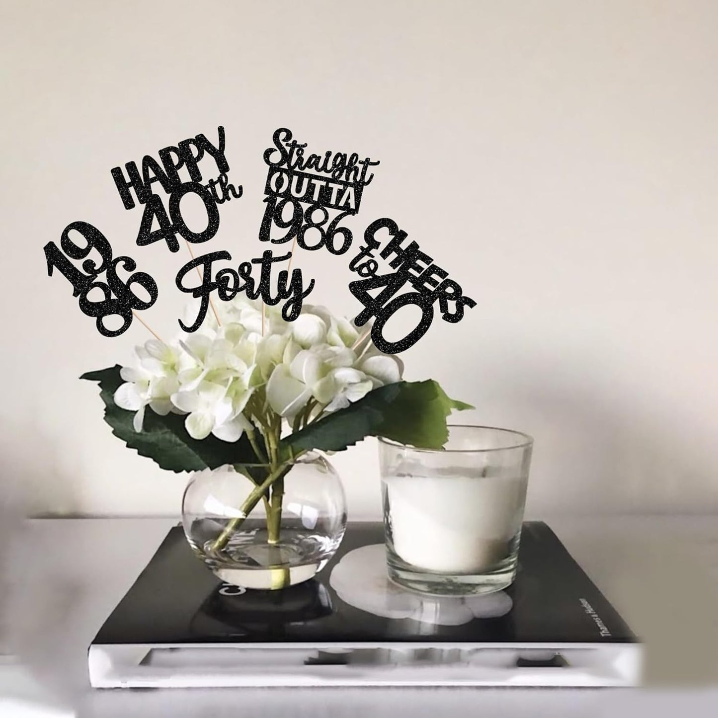 15 PCS 50th Birthday Centerpiece Sticks Fifty Happy 50th Straight Outta 1976 Table Flower Centerpieces Sticks Cheers to 50 Floral Decorations for 50th Birthday Party Centerpieces Supplies Black