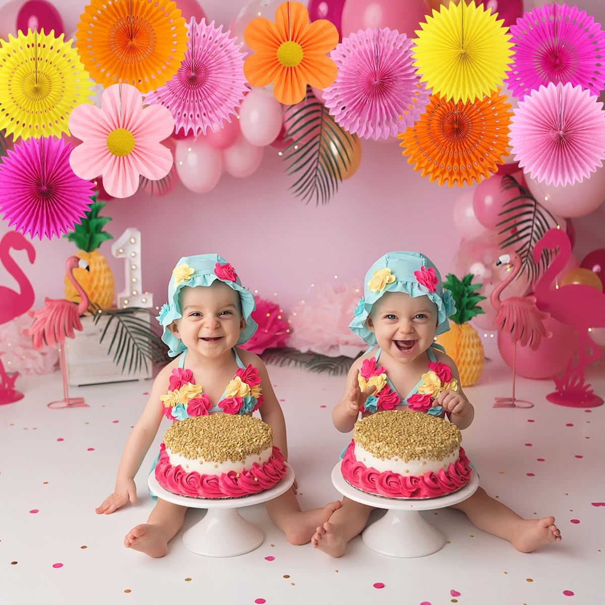 Party Hanging Paper Fans Decoration Set for Wedding Birthday Party Mother's Day Round Events Accessories Set of 8