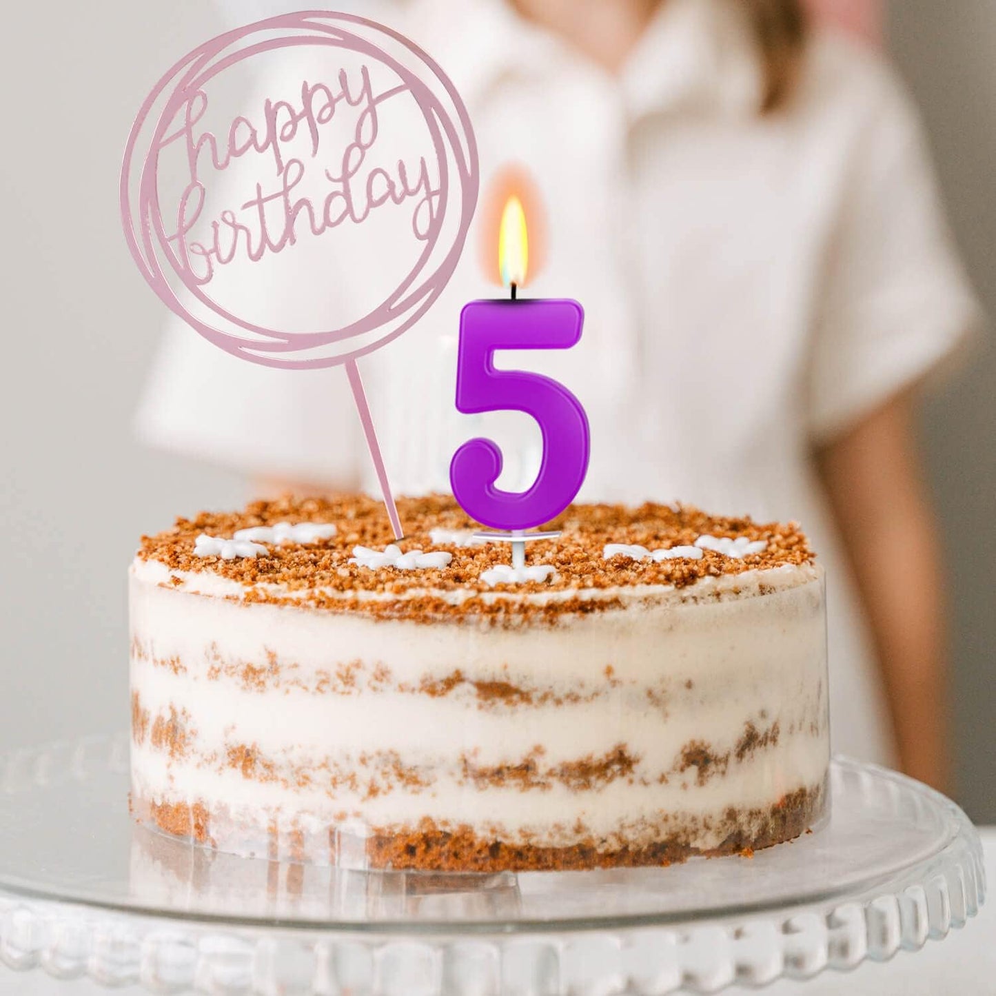 10-Piece Number Birthday Candles - Glitter Cake Toppers for Birthday & Wedding Parties