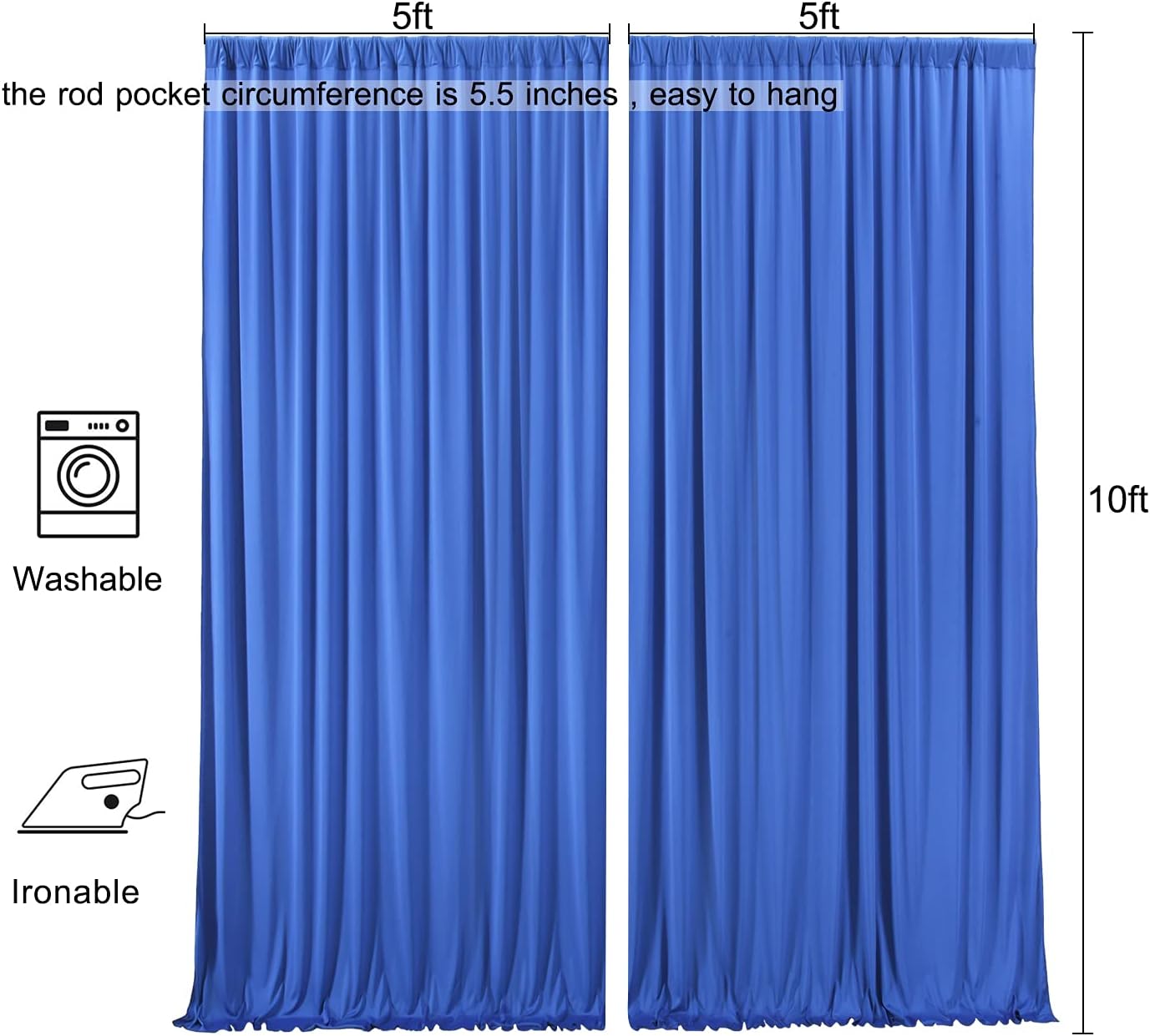 10ftx10ft Black Backdrop Curtains for Weddings Parties, Wrinkle Free 2 Panels Silky Polyester Photo Backdrop Drapes Back Drop Cloth Drapery for Birthday Mother'sDay Photography Background