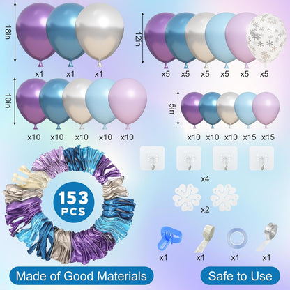 Amandir 153pcs Pink Purple Balloon Garland Arch Kit, Different Sizes 18 12 10 5 inch Pink Purple Red Latex Metallic Confetti Purple Balloons for Girl Women Birthday Bridal Baby Shower Party Decoration