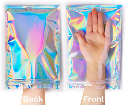 Trunple Smell Proof Bags & Resealable Foil Pouch Mylar Sample Bag Great for Party Favor Food Storage (Holographic Color) (50pcs-6x9 inch)
