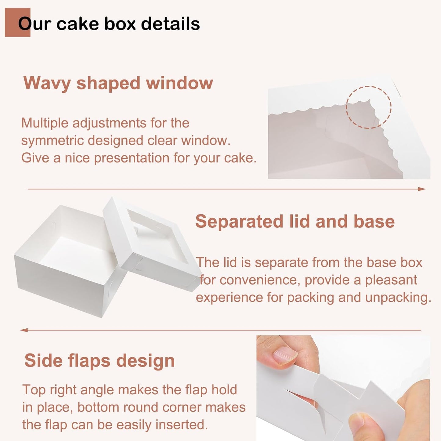 Mcfleet 16pcs Tall Cake Boxes 12x12x12 Bakery Boxes for Tier Cakes with Window 12 Inch White Large Cardboard Bakery Take Out Carrier Containers with Lids for Wedding, Birthday, Party