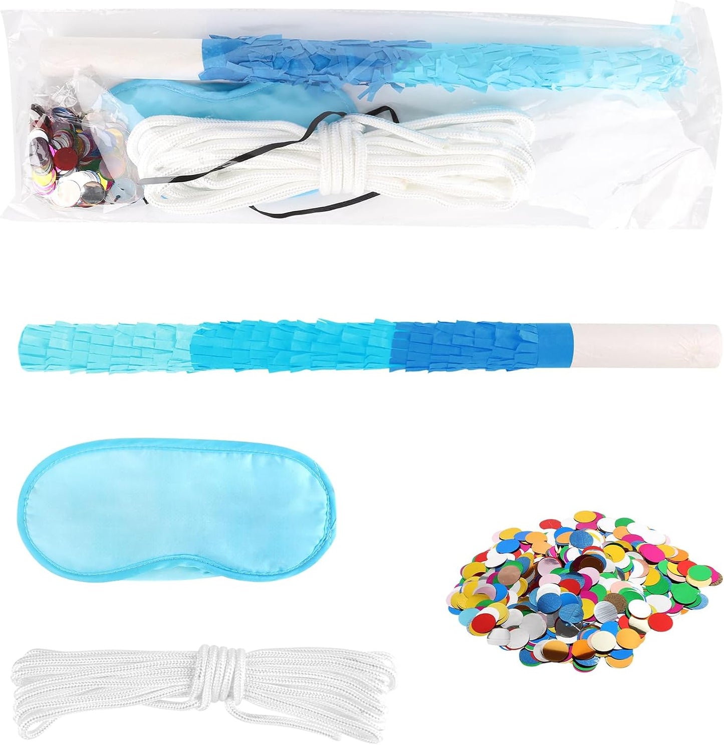 15.75 Inch Piñata Stick Kit Blue Unbreakable Pinata Stick with Blindfold Blind Rope Blind Stick Suitable for Girls Boys Adults Can Have Fun at Any Party