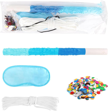 15.75 Inch Piñata Stick Kit Blue Unbreakable Pinata Stick with Blindfold Blind Rope Blind Stick Suitable for Girls Boys Adults Can Have Fun at Any Party