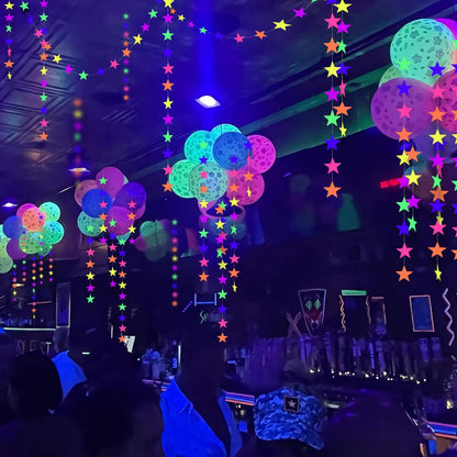 508ft UV Neon Paper Garland Crepe Streamers Glow in The Dark Party Supplies Garland Neon Party Decorations Streamers for Blacklight Reactive Fluorescent Wedding Birthday Party Decorations