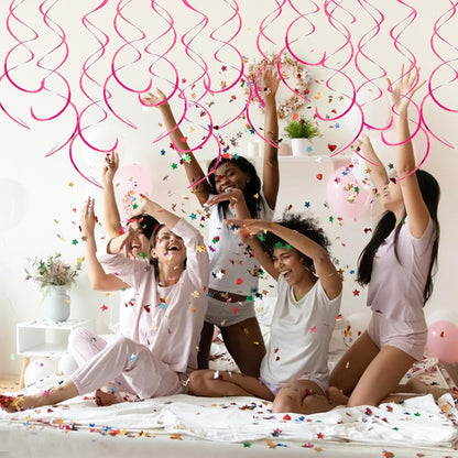 30 Pieces Hanging Swirl Party Decorations Foil Decorations Ceiling Swirl Spiral Hanging Plastic Streamer for Ceiling Birthday Graduation Wedding Celebration Baby Shower Party Supply (Black)