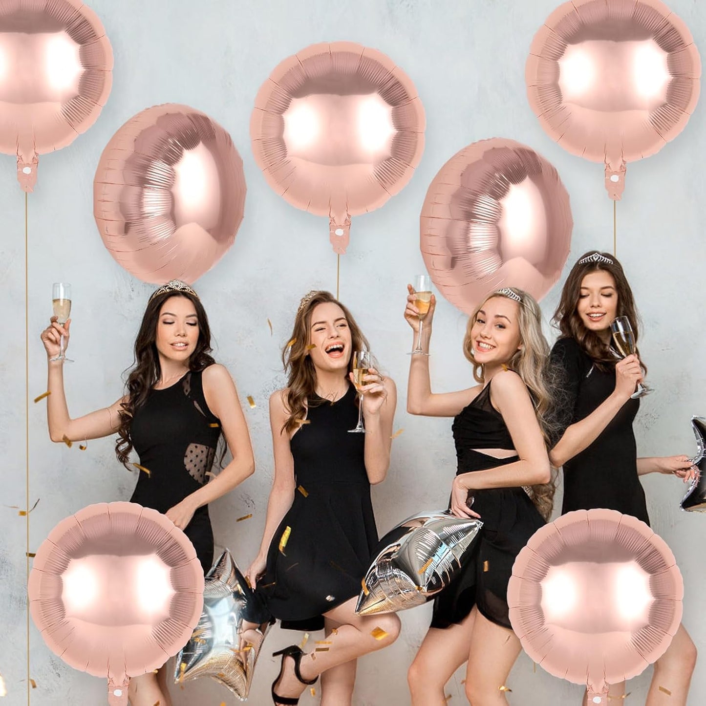 20 Pcs Black Round Shaped Balloons,18 Inch Round Foil Balloon,Giant Round Mylar Balloon Helium Balloons for Birthday Party Baby Shower Wedding Decorations (Black)