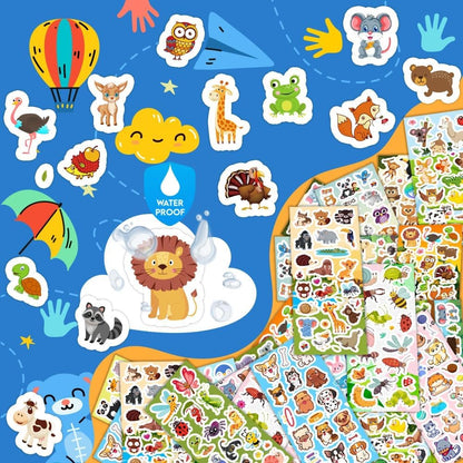 48 Sheets Stickers for Kids, Cute Stickers Variety Pack for Scrapbooking, Teachers Classroom Prizes, Goodie Bag Stuffers Including Animals, Cars, Dinosaurs, Fishes, Hearts, Stars and More