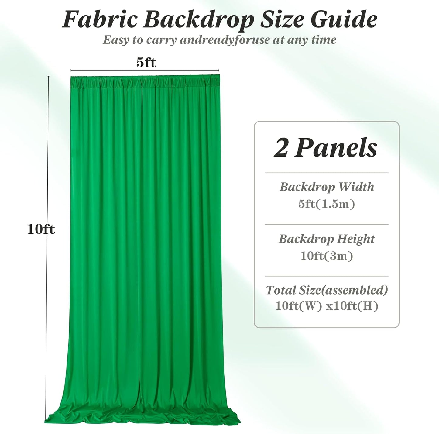 10 ft x 10 ft Wrinkle Free White Backdrop Curtains for Wedding Parties, Polyester Photography Backdrop Drapes for Birthday Parties Stage Backdrop Stand, 2 Panels 5x10FT Background Curtains