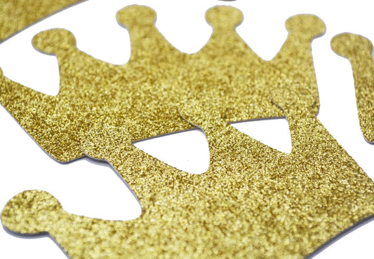 Crown Confetti 12pcs 4.7 inches Centerpieces for Baby Shower Decorations Birthday Party Supplies 1st Birthday Table Decor (Gold Glitter)