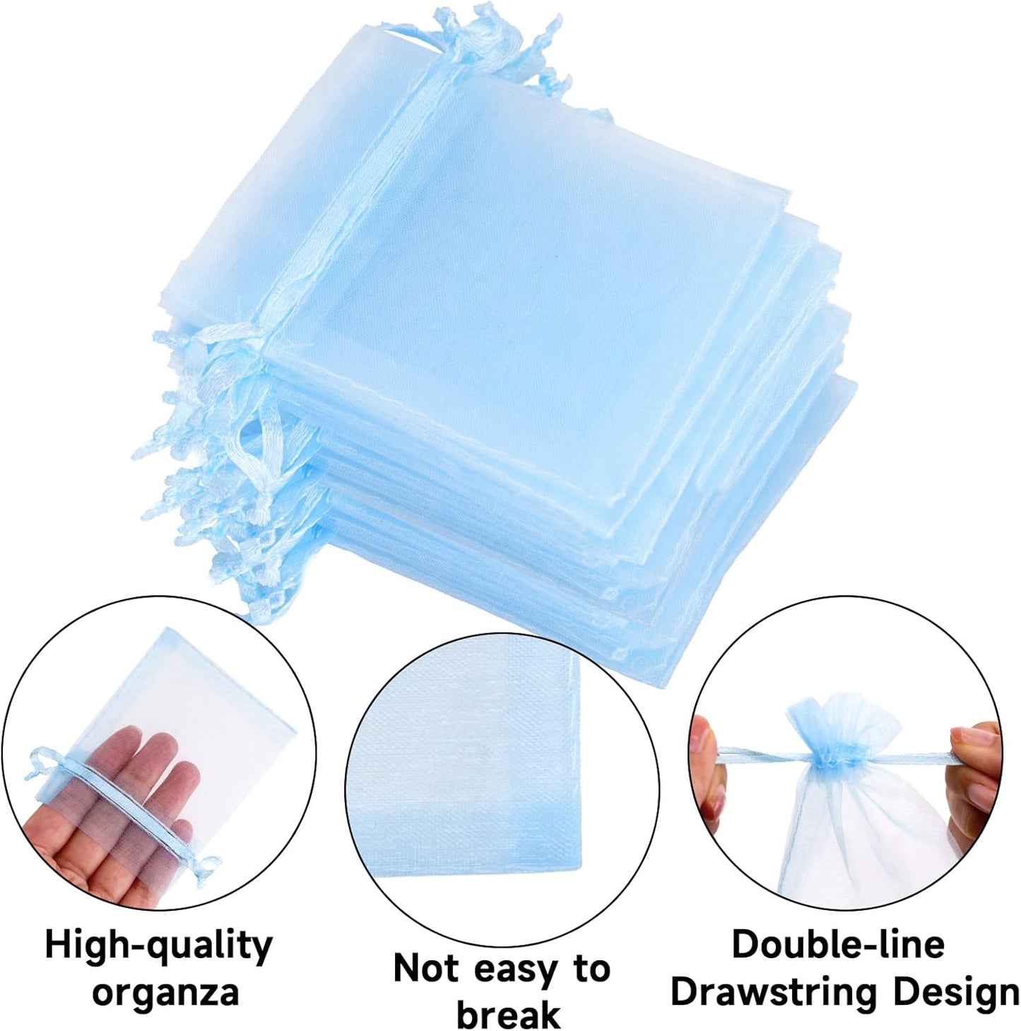 joycraft 50Pcs Organza Bags, 2x3 inch Gift Favor Bags, White Wedding Favor Bags, Jewelry Pouches with Drawstring, Mesh Bags Drawstring for Jewelry, Festival, Makeup, Candy, Desserts