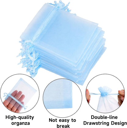 joycraft 50Pcs Organza Bags, 2x3 inch Gift Favor Bags, White Wedding Favor Bags, Jewelry Pouches with Drawstring, Mesh Bags Drawstring for Jewelry, Festival, Makeup, Candy, Desserts