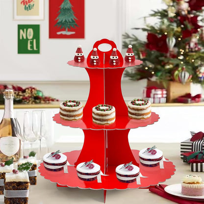 Soleebee 3-Tier Cupcake Stand, Cardboard Cupcake Tower, Dessert Cup Cake Stand Tower for Birthday Wedding Party Decoration, Cupcake Tier Stand 1 Set (Black)