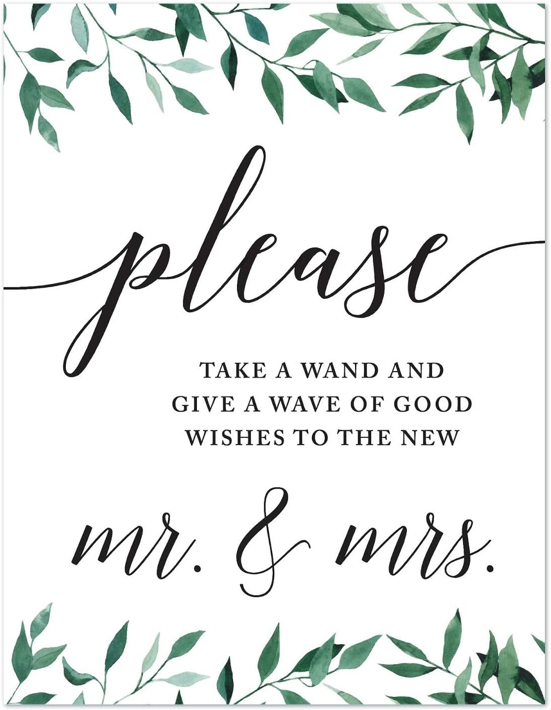 Andaz Press Wedding Party Signs, Natural Greenery Green Leaves, 8.5x11-inch, Bridal Shower Scavenger Hunt, 1-Pack - Colors B