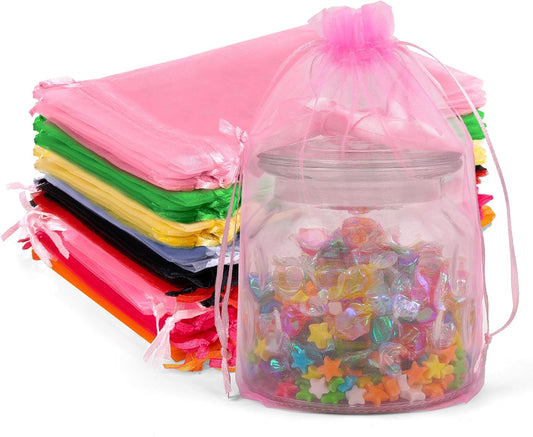 ANZNKU 50PCS Organza Bags 6x9 Large White Gift Bags for Candy Goodie Sachet Jewelry, Mesh Bag Drawstring Sheer Packaging Pouches for Wedding Favors Mother's Day Birthday Party Baby & Bridal Shower