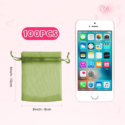 ANZNKU 50PCS White Organza Bags 3x4, Small Gift Bags Bulk for Sachet Jewelry Candy Treat, Mini Mesh Bag Drawstring for Wedding Bridal & Baby Shower, Party Favor Bag for Easter Mothers Day Birthday