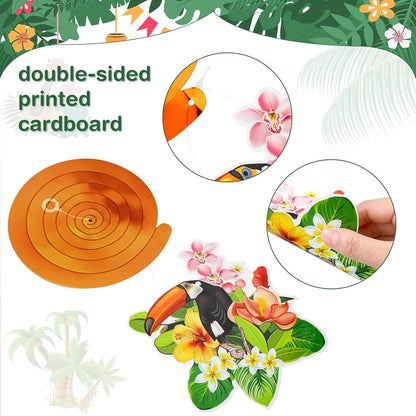 Outus 30 Pieces Hawaiian Luau Birthday Party Hanging Swirl Decorations, Flower Tropical Palm Flamingo Sign Foil Ceiling Decor for Floral Tropical Party Summer Beach Pool Tiki Supplies(Summer)