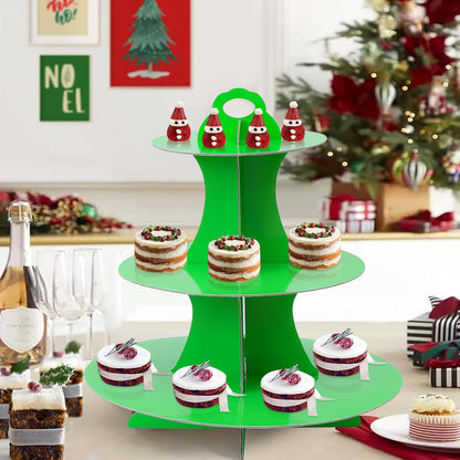 Soleebee 3-Tier Round Cupcake Stand, Cardboard Cupcake Tower, Dessert Cup Cake Stand Tower for Birthday Wedding Party Decoration, Cupcake Tier Stand 1 Set (Hot Pink)