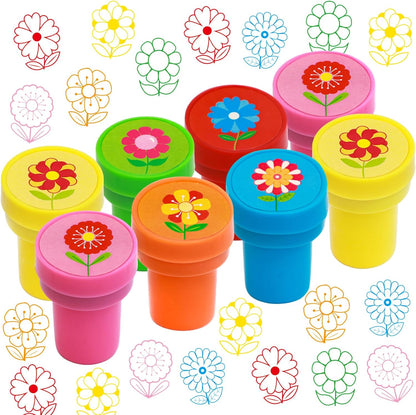 Fancy Land Flower Stamps Self Inking Spring Stampers for Kids Party Supplies Easter Basket Fillers School Classroom Students Reward Favors 12Pcs