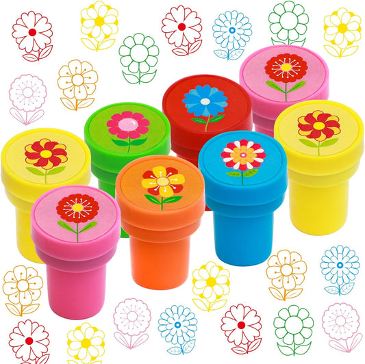 Fancy Land Flower Stamps Self Inking Spring Stampers for Kids Party Supplies Easter Basket Fillers School Classroom Students Reward Favors 12Pcs