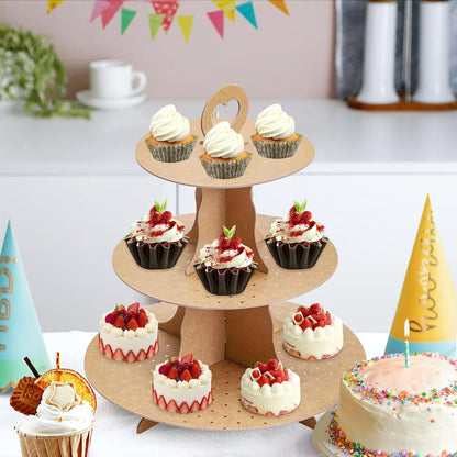 Soleebee 3-Tier Round Cupcake Stand, Cardboard Cupcake Tower, Dessert Cup Cake Stand Tower for Birthday Wedding Party Decoration, Cupcake Tier Stand 1 Set (Hot Pink)