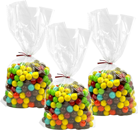 Morepack Flat Bottom Cellophane Bags,100 Pcs 7x3x12 Inches Clear Cello Bags Flat Bottom Cellophane Treat Bags for Cookie (No Side Gusset)