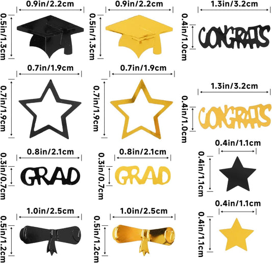 Gold Graduation Confetti 2000Pcs 2.1oz Class of 2026 Graduation Table Confetti 2026 Grad Table Confetti for Table Gift Bags Cards Grad Decorations