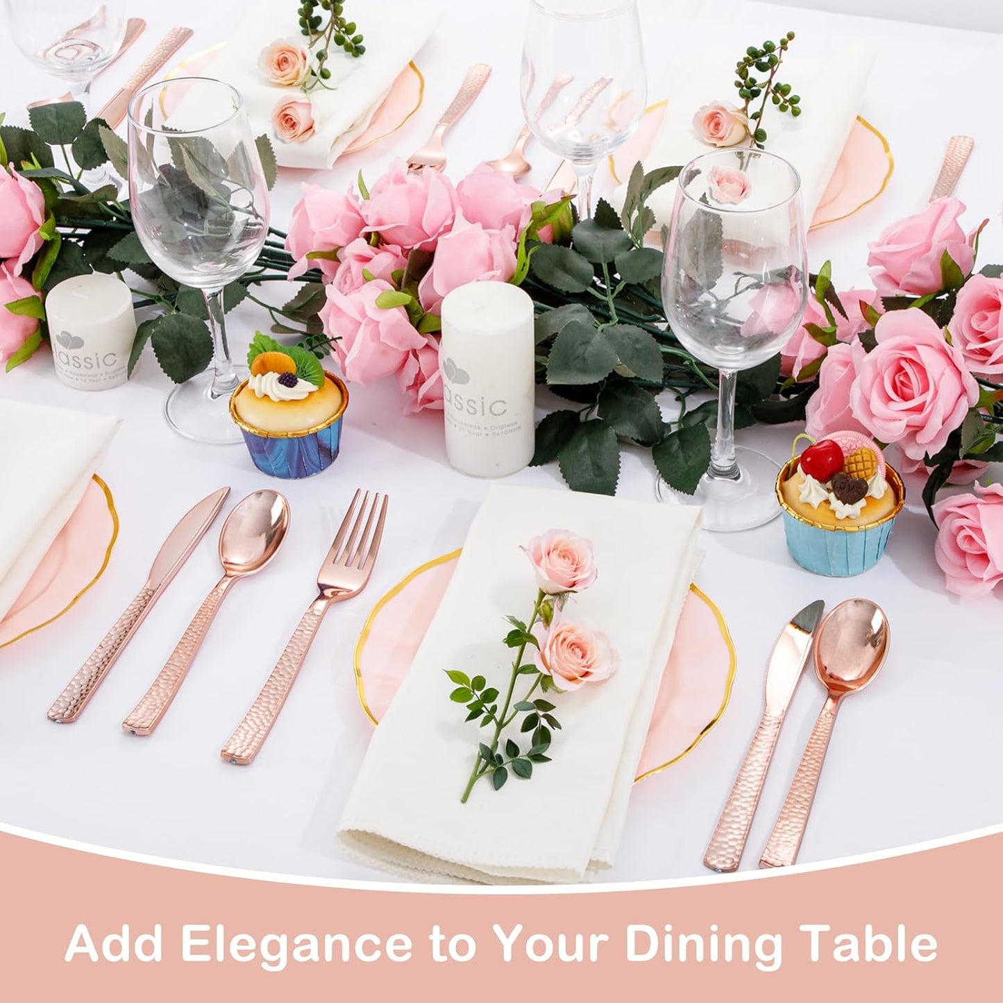 Supernal 180Pcs Silver Plastic Silverware Set, Elegant Hammered Design Heavy Duty Disposable Cutlery, Includes 60 Forks, 60 Knives, 60 Spoons,Silver Plastic Utensils for Wedding, Parties,Events